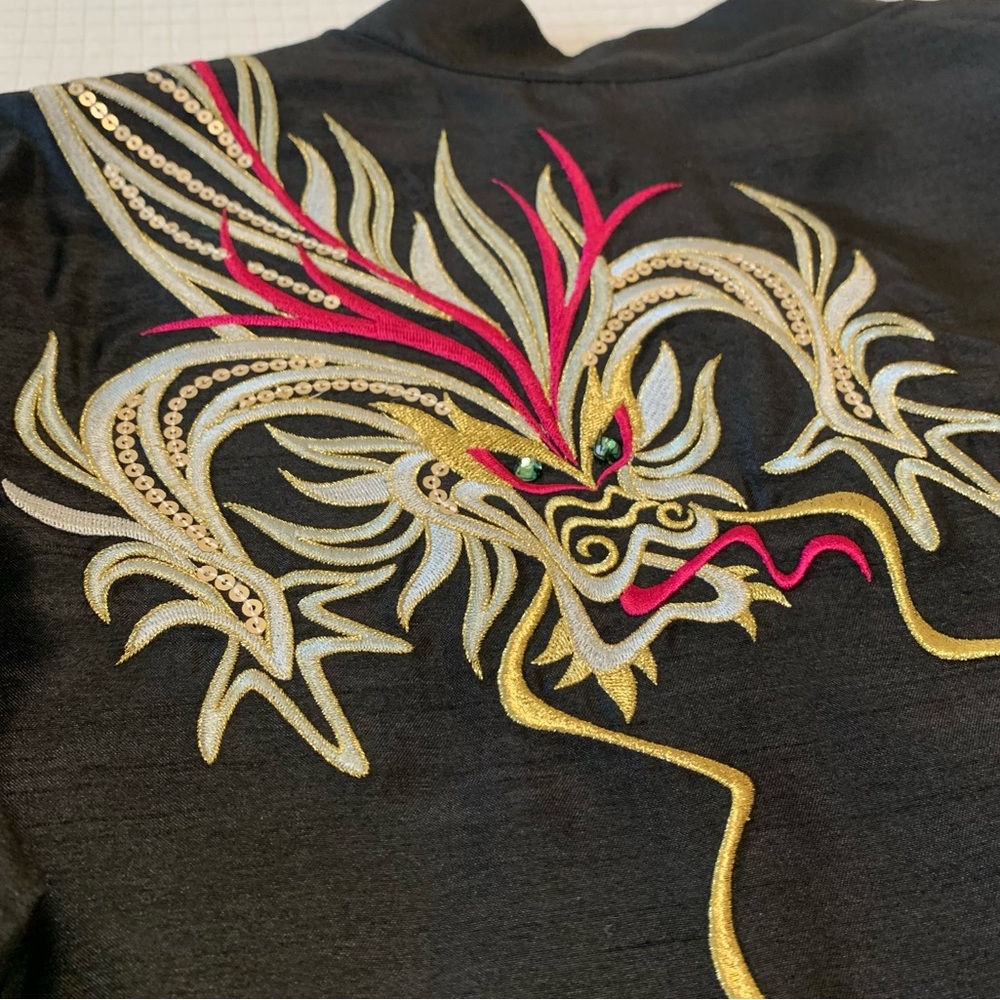 Bob Mackie Wearable Art embroidered dragon jacket/top - Picture 4 of 15